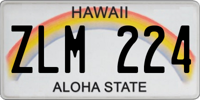 HI license plate ZLM224