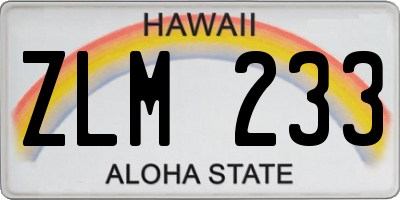 HI license plate ZLM233