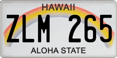 HI license plate ZLM265