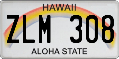 HI license plate ZLM308