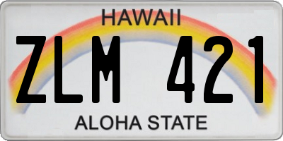 HI license plate ZLM421
