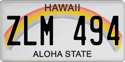 HI license plate ZLM494