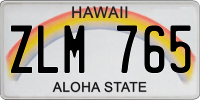 HI license plate ZLM765