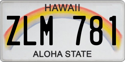 HI license plate ZLM781