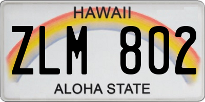 HI license plate ZLM802