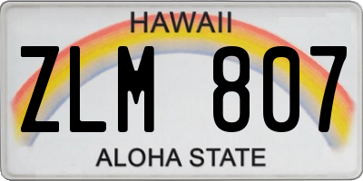 HI license plate ZLM807