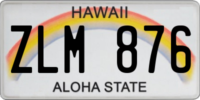 HI license plate ZLM876