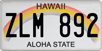 HI license plate ZLM892