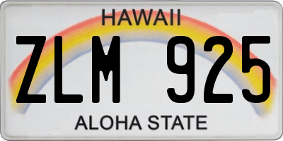 HI license plate ZLM925