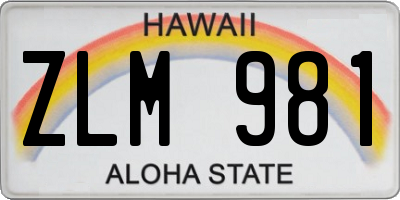 HI license plate ZLM981