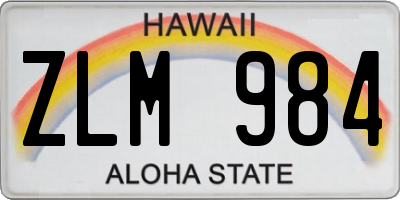 HI license plate ZLM984