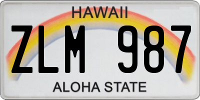 HI license plate ZLM987