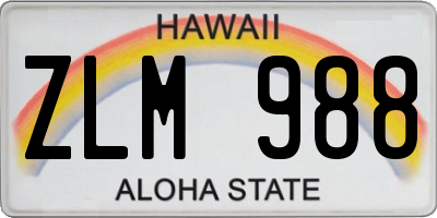 HI license plate ZLM988