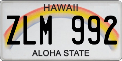 HI license plate ZLM992