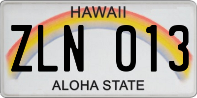 HI license plate ZLN013