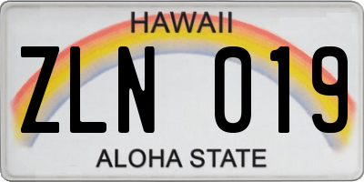 HI license plate ZLN019