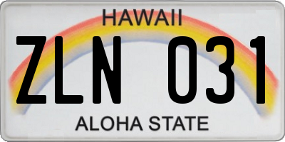 HI license plate ZLN031