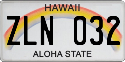 HI license plate ZLN032