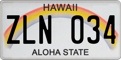 HI license plate ZLN034