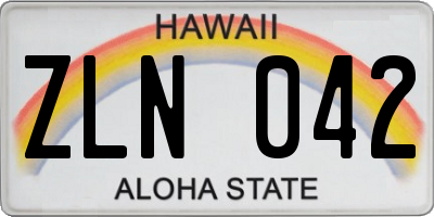 HI license plate ZLN042