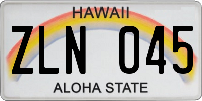 HI license plate ZLN045