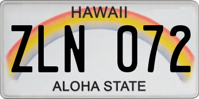 HI license plate ZLN072