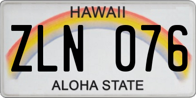 HI license plate ZLN076