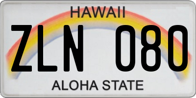 HI license plate ZLN080