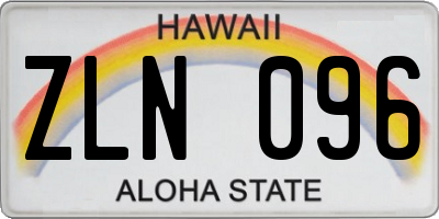 HI license plate ZLN096