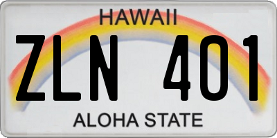 HI license plate ZLN401