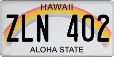 HI license plate ZLN402