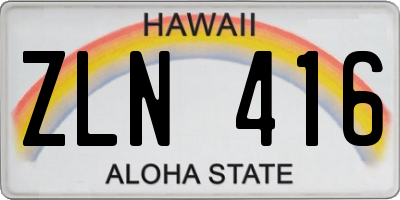 HI license plate ZLN416
