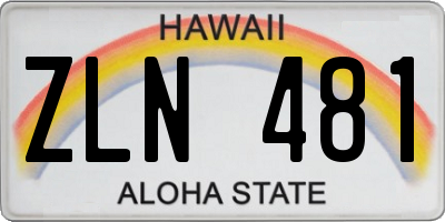 HI license plate ZLN481