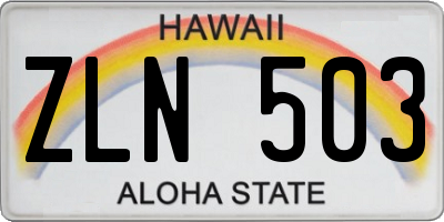 HI license plate ZLN503