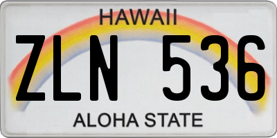 HI license plate ZLN536
