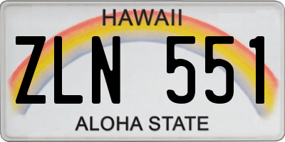HI license plate ZLN551