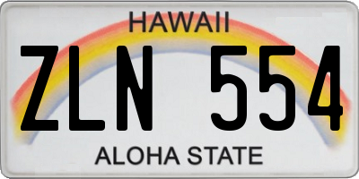 HI license plate ZLN554