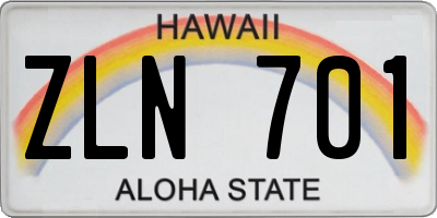 HI license plate ZLN701