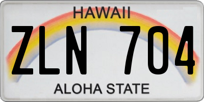 HI license plate ZLN704