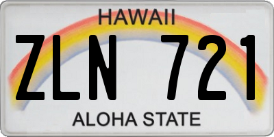 HI license plate ZLN721