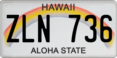 HI license plate ZLN736