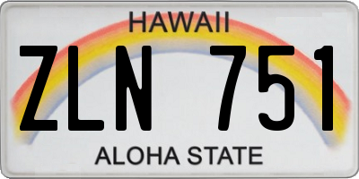 HI license plate ZLN751