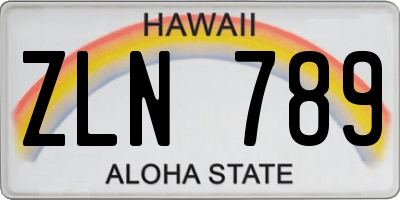 HI license plate ZLN789