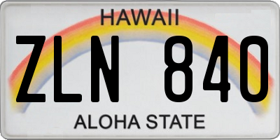 HI license plate ZLN840