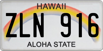 HI license plate ZLN916