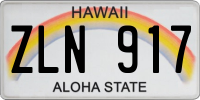 HI license plate ZLN917