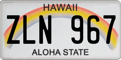 HI license plate ZLN967