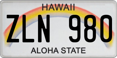 HI license plate ZLN980