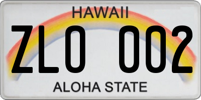 HI license plate ZLO002