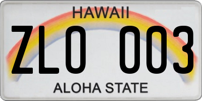 HI license plate ZLO003
